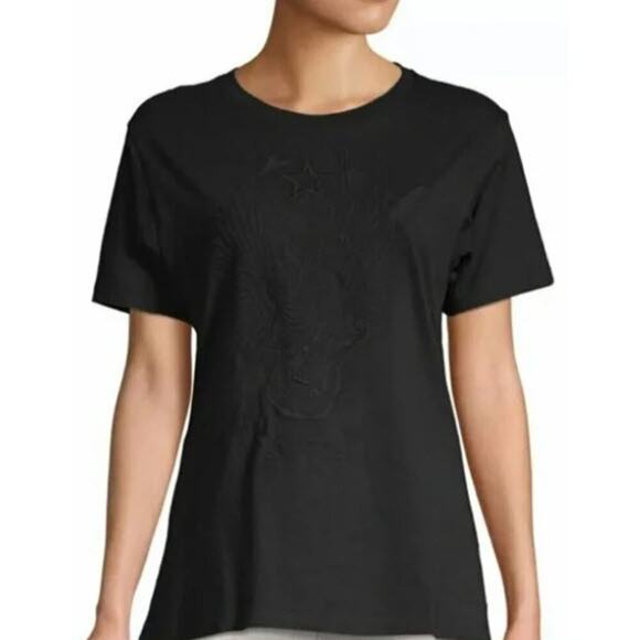 Zadig & Voltaire Short Sleeve Embroidered Skeleton Tee Black Size Large - Picture 1 of 9
